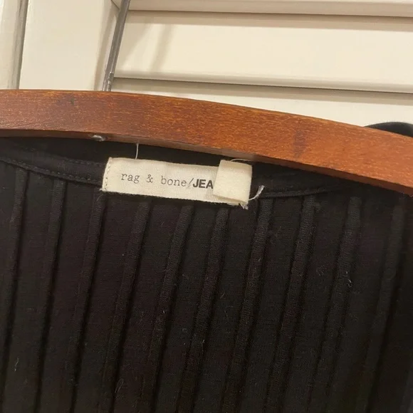 Rag & Bone asymmetrical Ribbed Black dress. Detailed back - Picture 10 of 12